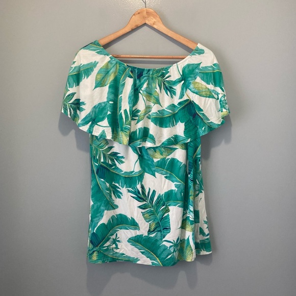 XL Maternity Nursing Top Off-The-Shoulder Banana Leaf Tropical Print BNWT - Picture 8 of 8